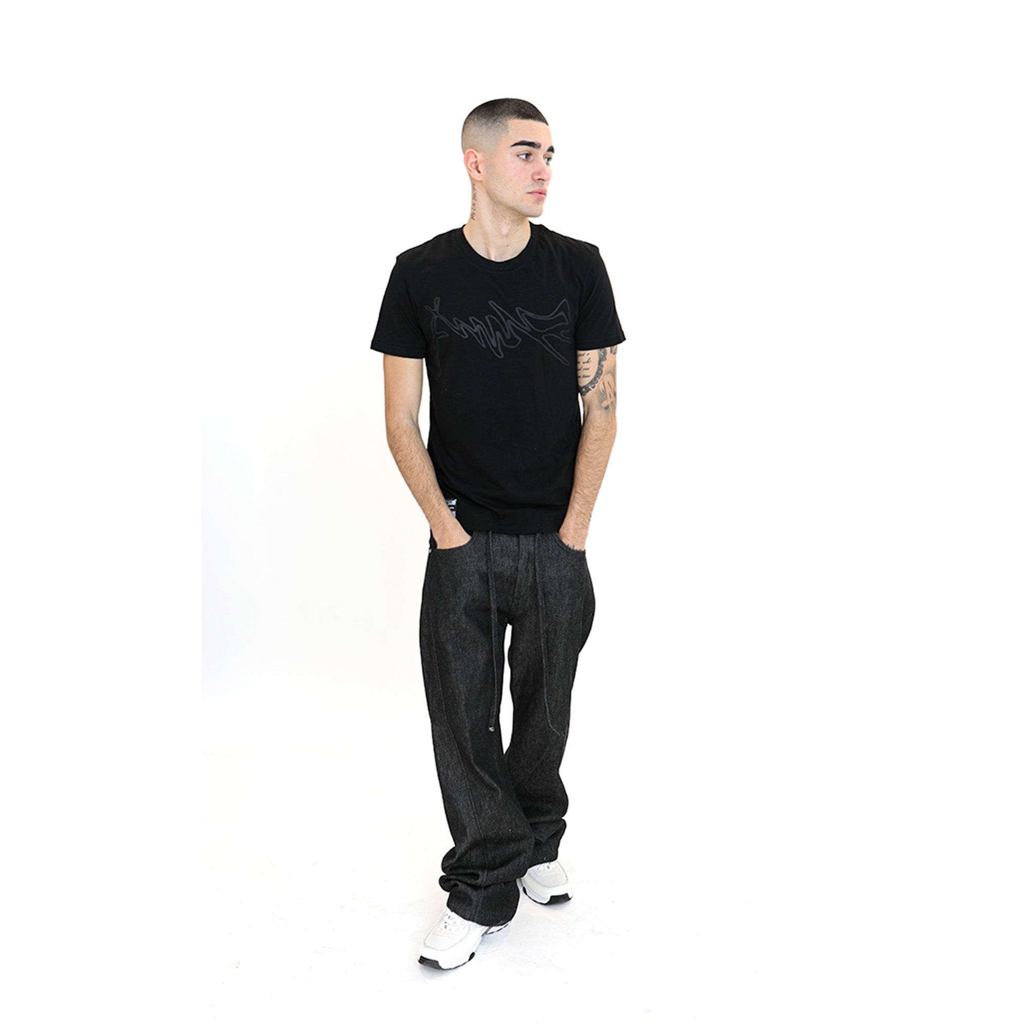 Signature Black-On-Black Cotton T-shirt